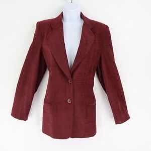 Maroon Blazer‎ Jacket Lined Womens Size 6 Shoulder Pads Danielle Martin